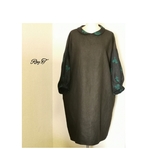 丸襟(ミナペルホネン ファブリックbonheurボヌール 使用) ふんわり袖口タック ワンピース  



