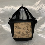 鳥獣戯画柄ツーウェイバック(カラシ色)