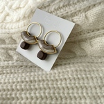 -NATURAL-　ベージュ×ホワイト×ウッド　ピアス/イヤリング
