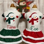 2021 クリスマス ワンピース犬服 刺繍 アップリケ ネーム入れ