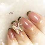 ネイルチップ ガラスフレンチ バタフライ