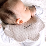 【名入れ無料】poko poko double gaze bib (warm gray)/ぽこぽこダブルガーゼスタイ(グレー)