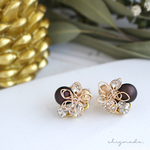 [new] brown ver.ゴールドフラワー❤︎繊細❤︎パールandビジューピアス