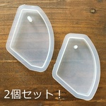 2個セット！大きめサイズ通し穴あり。フラットタイプ・厚み10ｍｍ！不規則変形型シリコンモールド・レジン制作に！アロマワックスにも〇／型番244－F