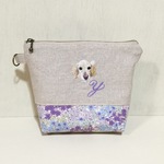 犬の手刺繍の化粧ポーチ☆オーダー品