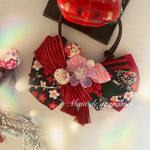 11月29日・30日限定送料無料【わんちゃん／ねこちゃん用チョーカーお正月】桜🌸南天🌿🔴