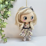 ファーボレロ&花柄ワンピース&リボンの3点セット パープル✕オフホワイト