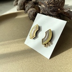 -NATURAL-ベージュ×イエロー　ピアス/イヤリング