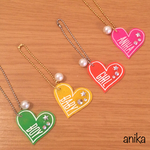 【送料込】蛍光ハートネームチャーム♡ｗ/ｚパール