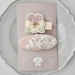 【10/30販売】スミレのお花刺繍のヘアクリップとパッチンピンのセット