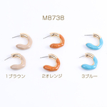 M8738-1  12個 デザインピアス エポ付きピアス Cフープ 5×23mm 3X（4ヶ） 