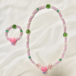 お散歩にゃんこちゃんの花畑のネックレス&ブレスレット