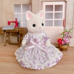 シルバニアお母さん服＊花柄＊ワンピース＊パープル