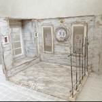 シャビーシック ドールハウス 1/6  アンティーク風 組立式/  背景ボード