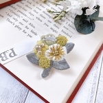 【再販】爽グリーンyellow ビーズ刺繍ブローチ