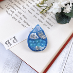 【1点】blueの雫   ビーズ刺繍ミニブローチ