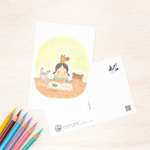 5枚セット。絵本のような。ポストカード "みんなといっしょに考え中" PC-1192
