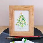再販＊グリーンのクリスマスツリー＊フレーム付きですぐに飾れる小さな原画＊