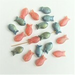 2色12個・15×8ｍｍ・魚・ガラスビーズ・フィッシュ・サーモンピンク・スモークブルー・21092337