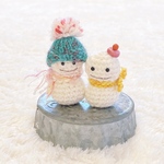 ニット帽かぶった雪だるまちゃん(2体set磁石入り)☃️