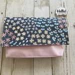 No.106 ちょこっと大きめ横入れお弁当袋 マジックテープ式✴︎ Nina 小花　グレー