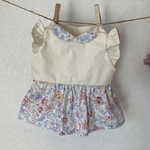 やわらかお肌のぽぽちゃん服　襟付きの淡色花柄ワンピース