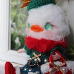 クリスマス限定*・゜゜・*:.創作ドール　アヒルちゃん　ブライス　アートドール　クリスマス　クリスマスプレゼント　クリスマスツリー　クリスマスコーデ