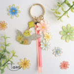 【期間限定送料無料!!】リボンとお花のオカメキーホルダー