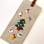 クリスマスツリーの刺繍　ブックマーカー
