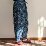 本藍染　もんぺパンツ　菊柄　バルーンパンツ