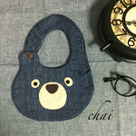  ◇再販◇おとぼけくまさんのふわふわスタイ デニム風 レース
