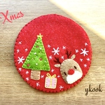 フェルト刺繍　トナカイさんのクリスマスコースター