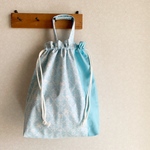 プリンセスダマスク。ライトブルー。体操服お着替え袋。持ち手付き巾着。送料無料。