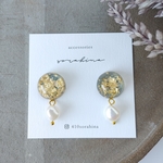 ★再販×2　"心トキメクaccessories…"　大ぶり　ゆらゆら揺れる　グレー×淡水パール　ピアス／イヤリングa