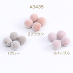 A3435-1  30個  フロッキービーズ 丸玉 筋入り 14mm 3X（10ヶ） 