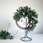 静かな森のクリスマスリース/約30㎝×約40cm/ウィンターリース/長くお使いいただけるアーティフィシャルフラワーのクリスマス&ウィンターリース