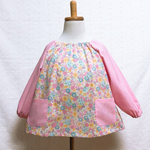 スモック　長袖　小花とリボン　ピンク　90㎝