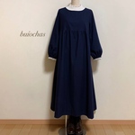 cotton胸元切り替えワンピース (navy)