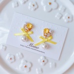 ♡オーマイリボンガール《SWAROVSKI》♡ひまわりイエロー♡ビジュー♡ピアス・イヤリング