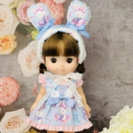 26㎝ドール　うさぎ　ワンピース　服　ヘッドドレス　水色うさぎ