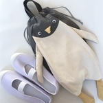 ペンギン巾着バック　グレー
