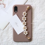 お花パール♡キーリングバンカー✖︎くすみベージュcase iPhoneケース  iPhone13ケースなど