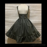 ハロウィン特別価格♪半額 1点物*緑系ストライプ ジャンパースカート★アーミーグリーン/モスグリーン/ダークグリーン（即納品）