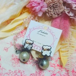 ♡   キルティグ  くま  ×  チュール × パール   ピアス  2way