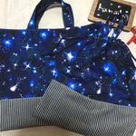 《送料無料》入園入学2点セット 宇宙星空×ヒッコリー デニム