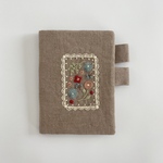 お花刺繍のほぼ日手帳カバー A6 モカ(カラフル)