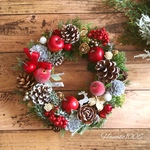 クリスマスリース*赤いりんごと木の実i