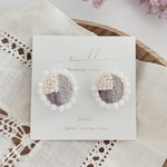 天然石ビーズと刺繍のピアス/イヤリング  パープル