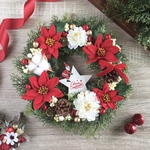 クリスマスリース＊ホワイトダリアとポインセチア*クリスマス飾り*