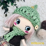 🍂冬用とんがり帽再販✨着せ替え〈2点セット〉ෆ̈ ハッピードール　イーマリー　(とんがり帽子・マフラー)ボタン付き　可愛いෆ̈グリーン
